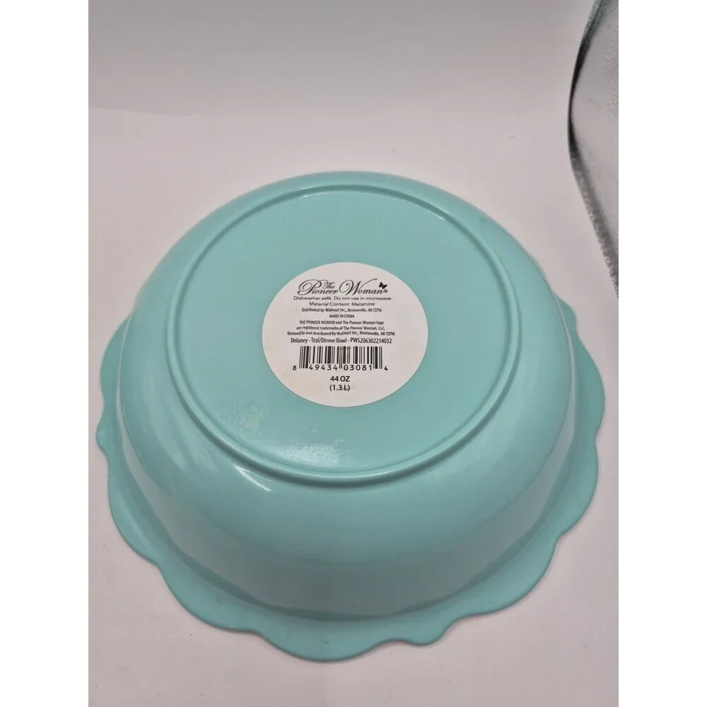 Pioneer Woman Delaney Teal Melamine Serving Bowl 9